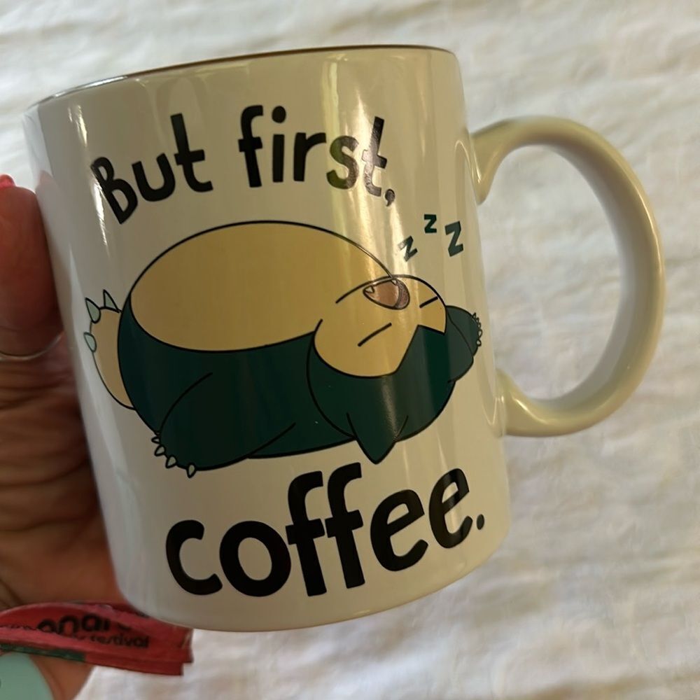 Pokémon Sleeping Snorlax But First Coffee Ceramic Mug 20 Oz